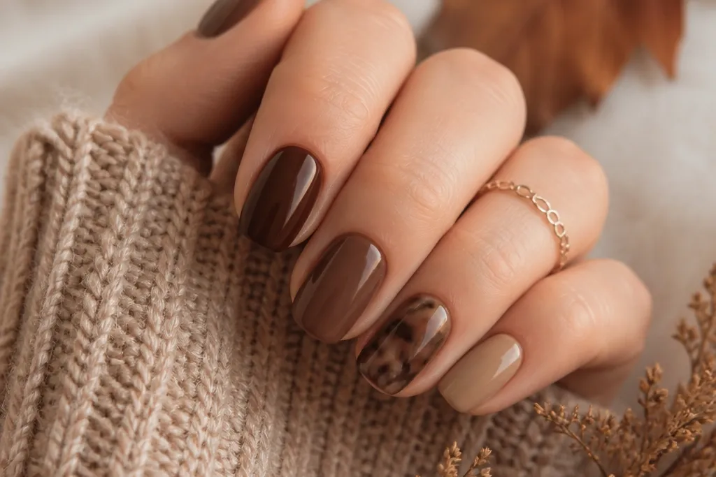 Autumn nails ideas brown for year-round wear