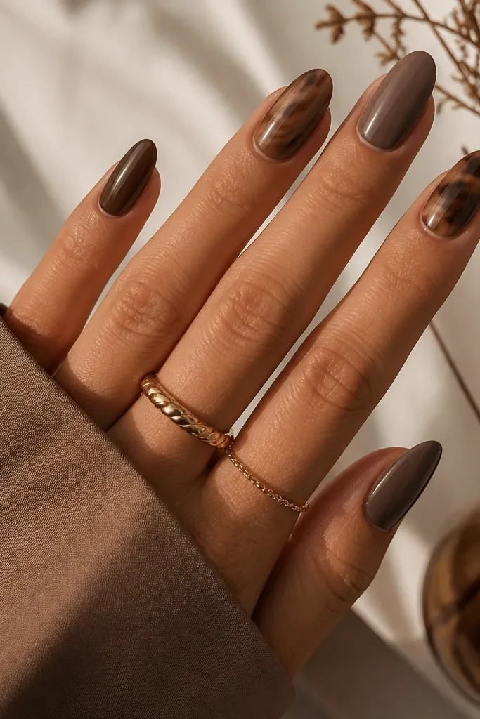 Autumn nails ideas brown for year-round wear