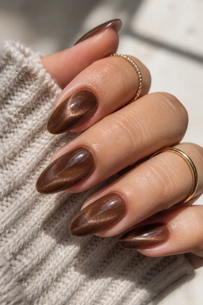 Budget Brown Cat Eye Nails
