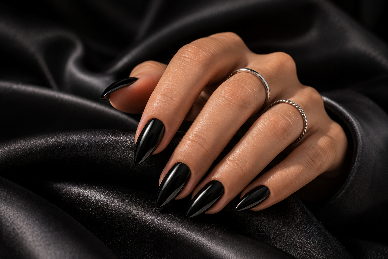Cheap short black stiletto nails