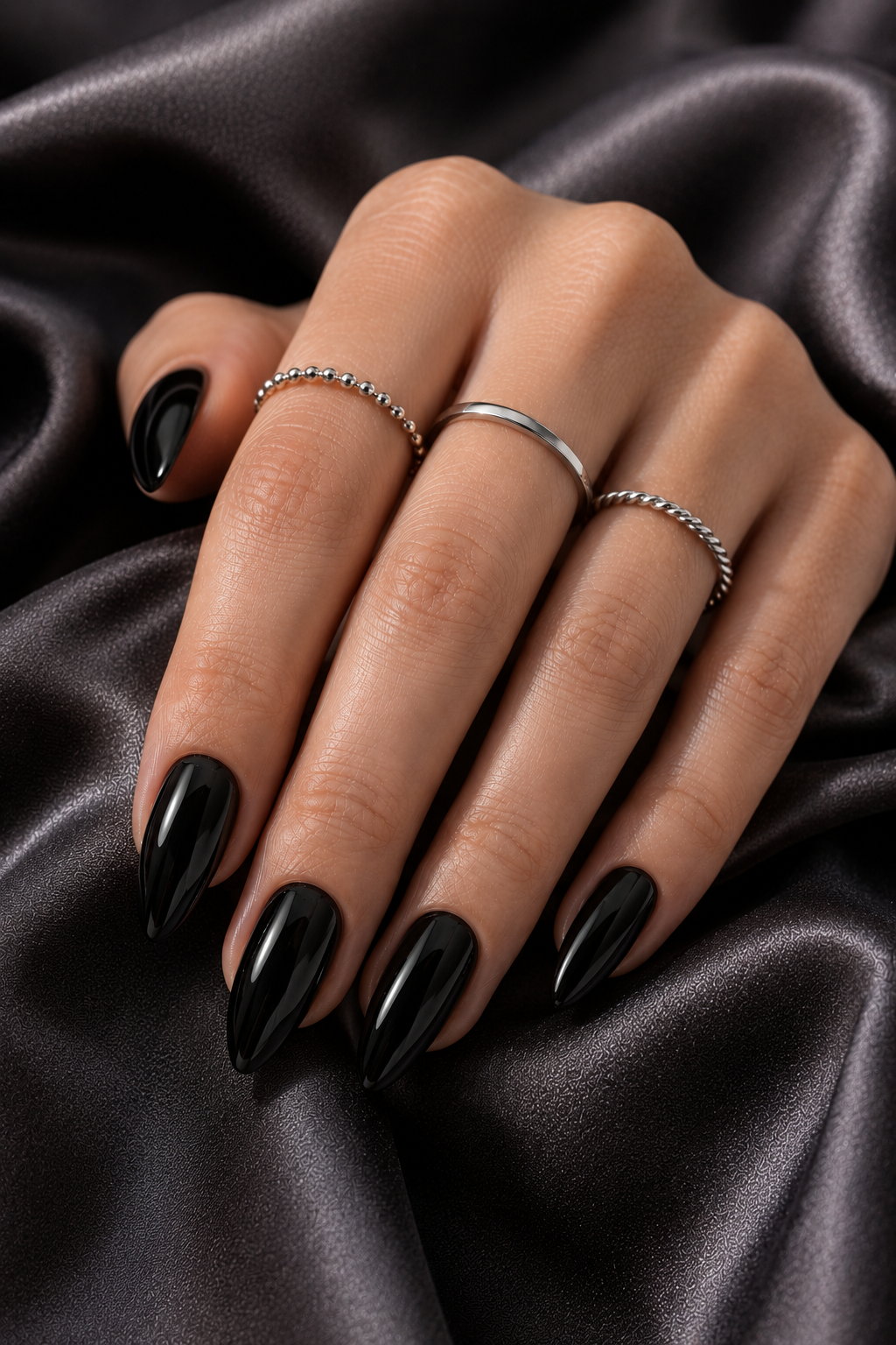 Cheap short black stiletto nails