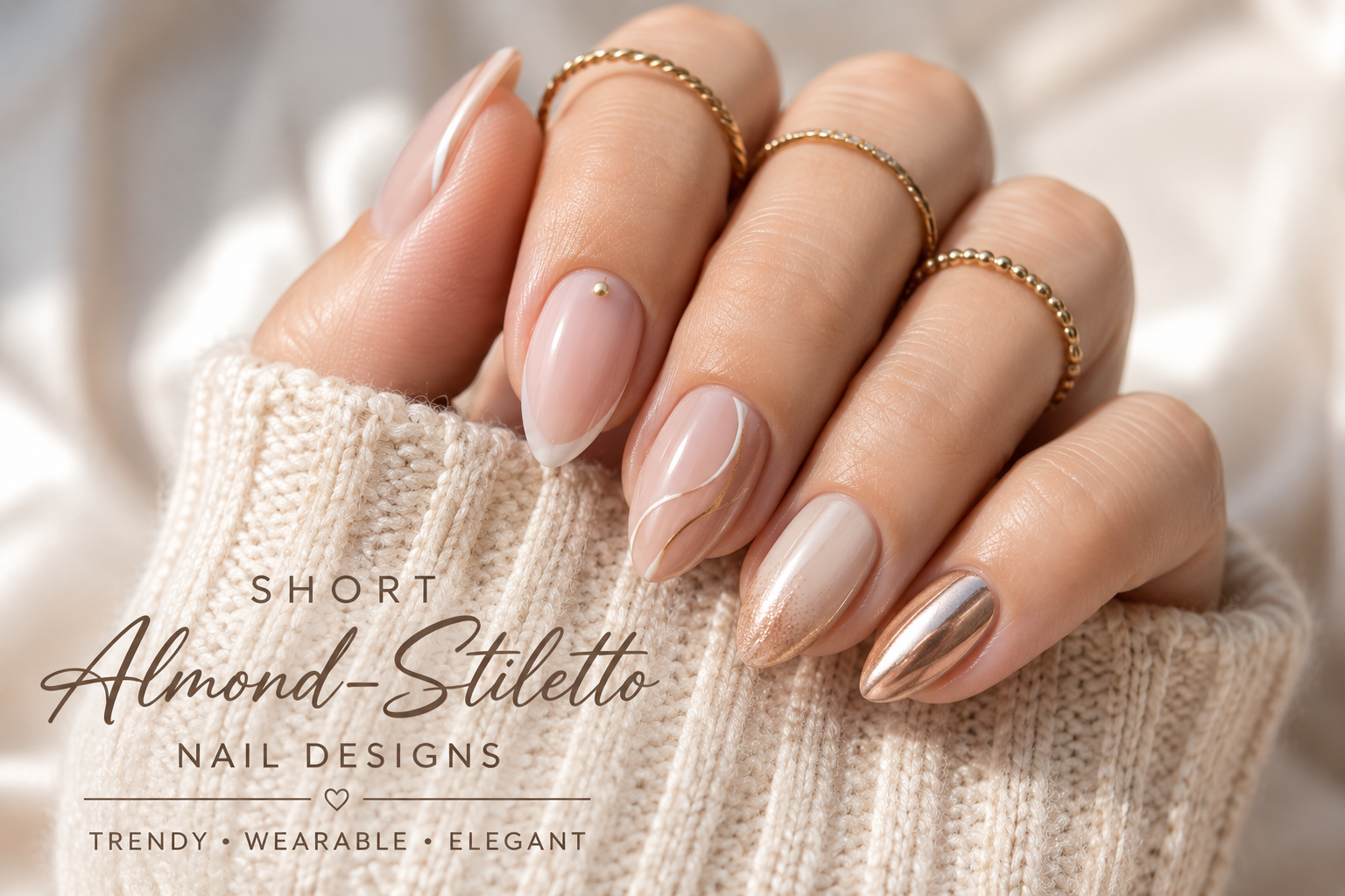 Compact short stiletto nails for everyday