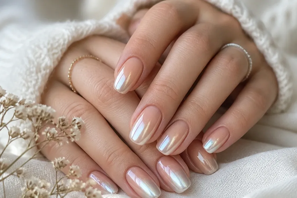 Cozy Ombre Chrome Nails for Winter to Spring