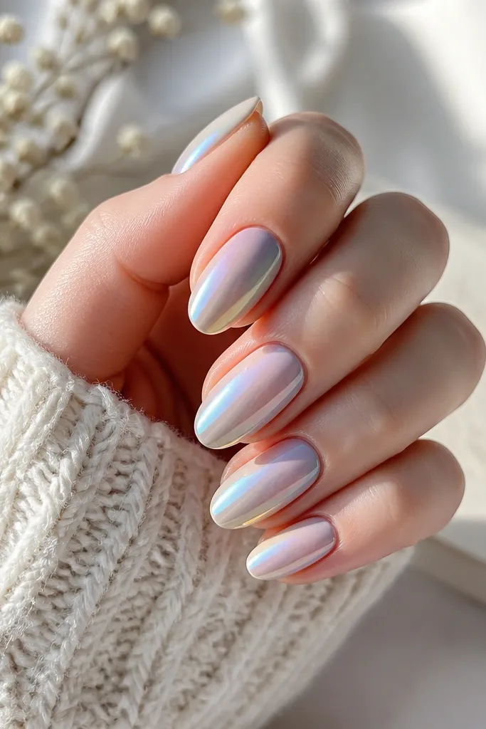Cozy Ombre Chrome Nails for Winter to Spring