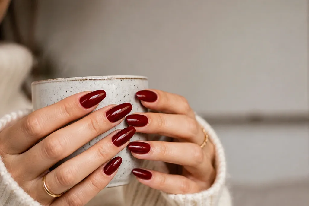 For renters deep red acrylic nails