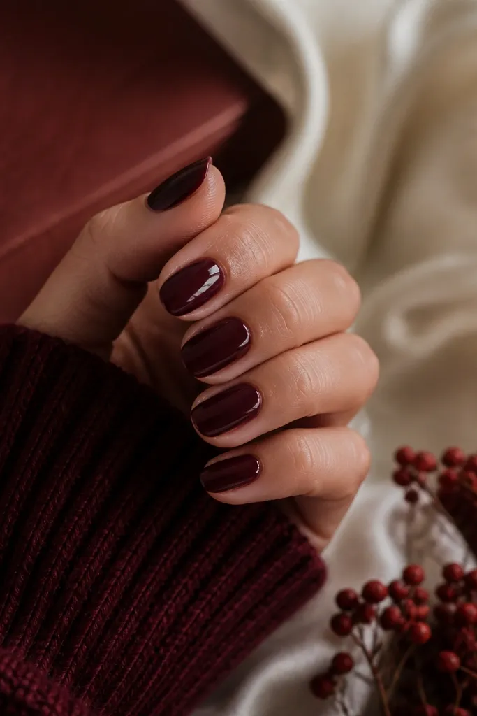 Cozy deep red burgundy nail designs