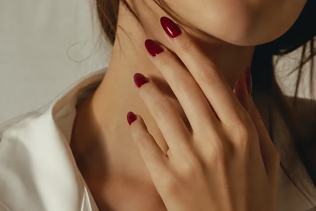 Luxe high end deep red nails