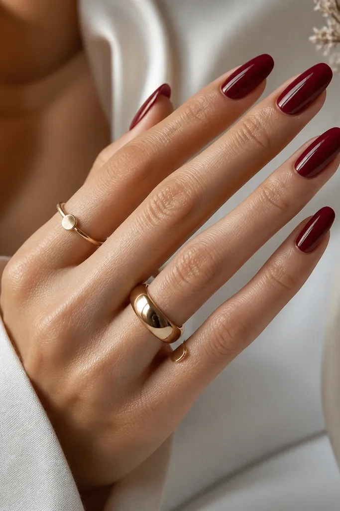 Luxe high end deep red nails