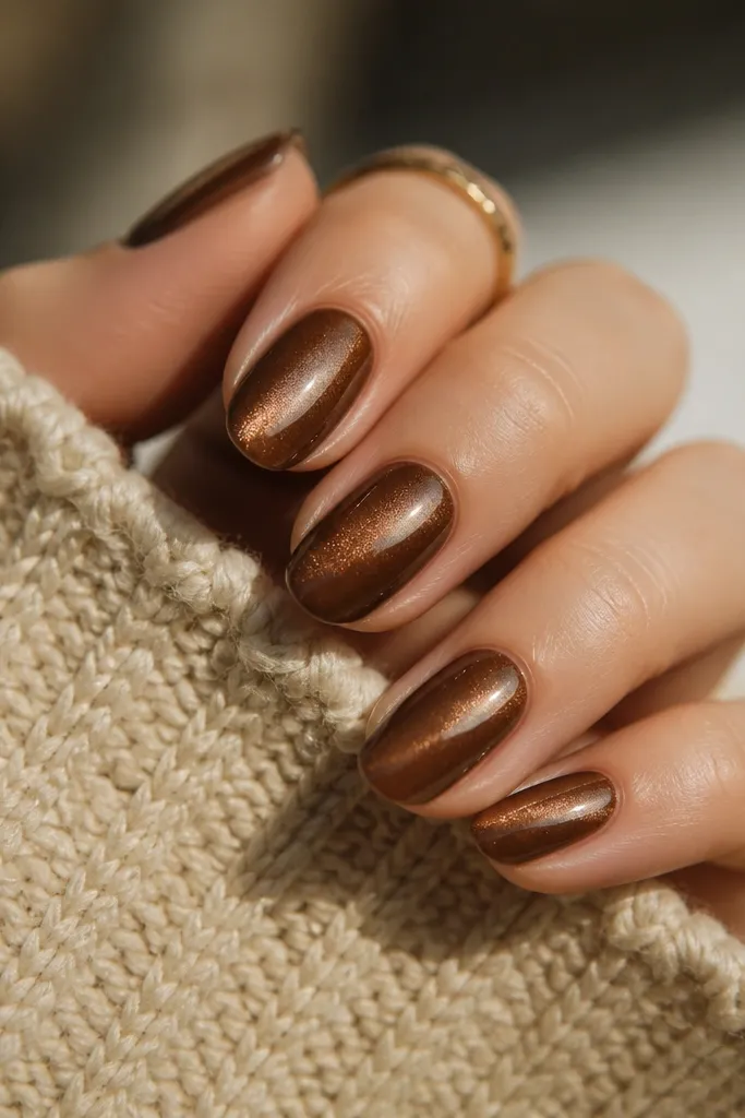 Easy Brown Cat Eye Nails for Beginners
