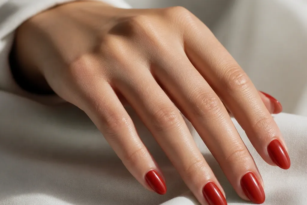Expensive-looking short stiletto nails in red