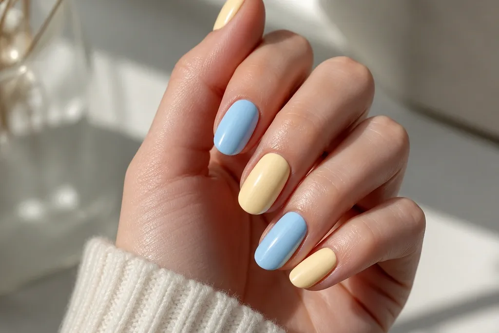 Light Yellow and Blue Nails I Tested
