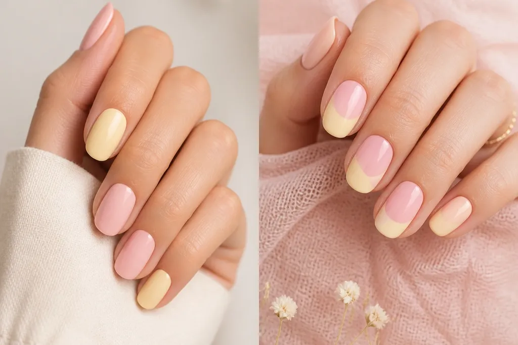 Light Yellow and Pink Nails Easy Ways