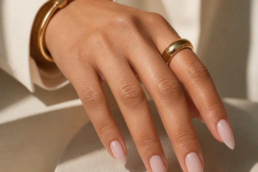 Low maintenance short stiletto acrylic nails