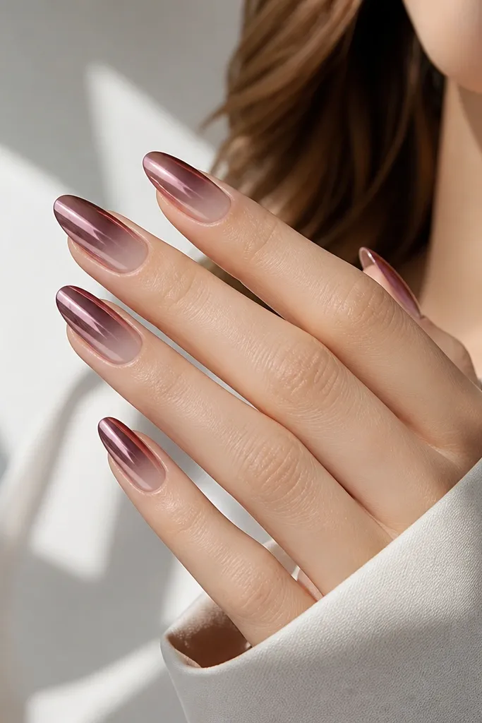 Luxe Ombre Chrome Nails for a High-End Look