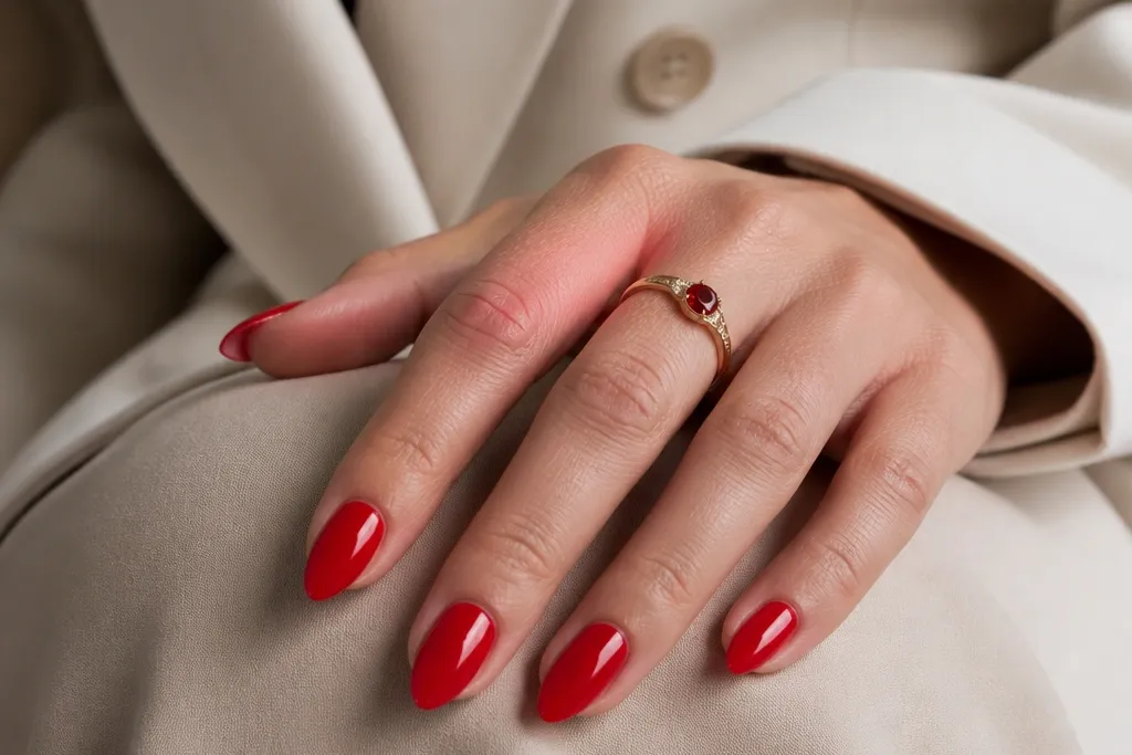Luxury short stiletto nails in red