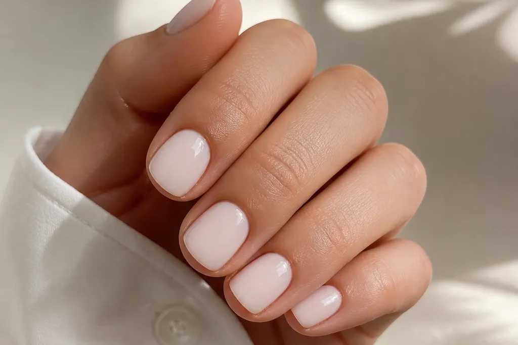 15 milky white short nails simple