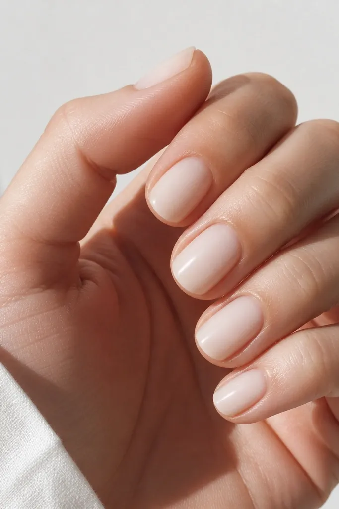 15 milky white short nails simple