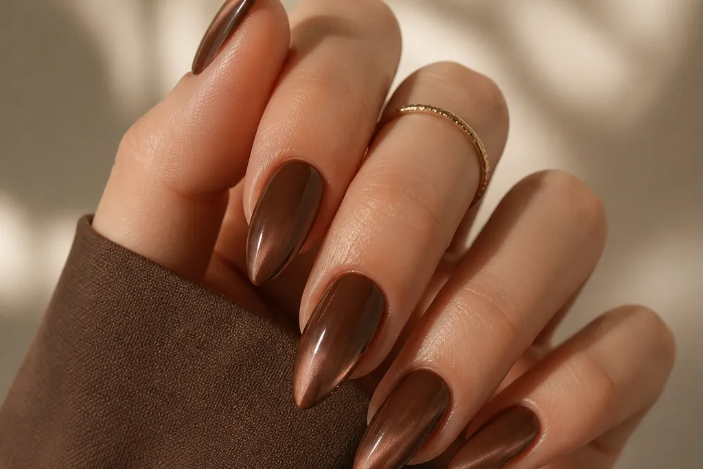 Modern Brown Cat Eye Nails