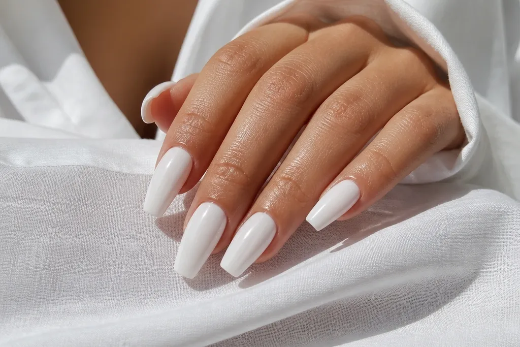 Low-maintenance nails acrylic coffin white ideas