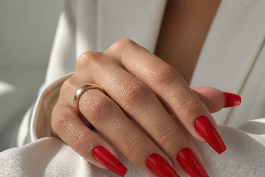 Modern minimalist nails acrylic coffin red ideas