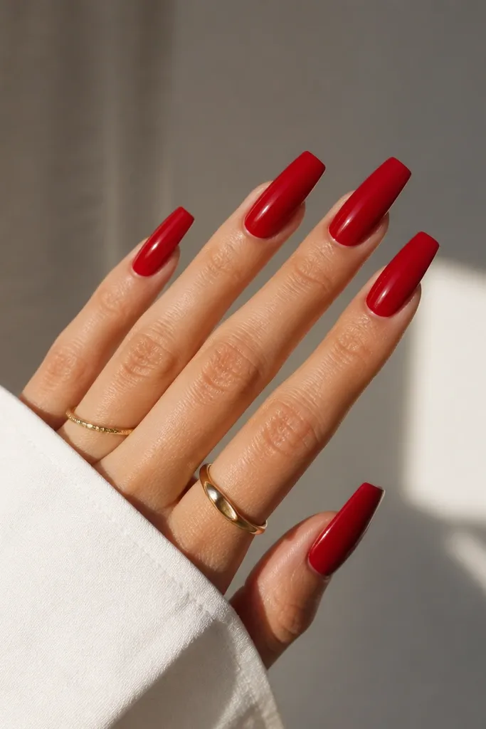 Modern minimalist nails acrylic coffin red ideas