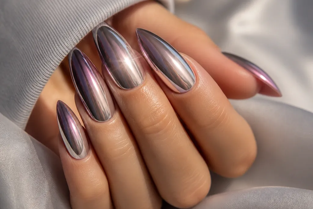 Ombre Chrome Nails With Lights for Maximum Shine