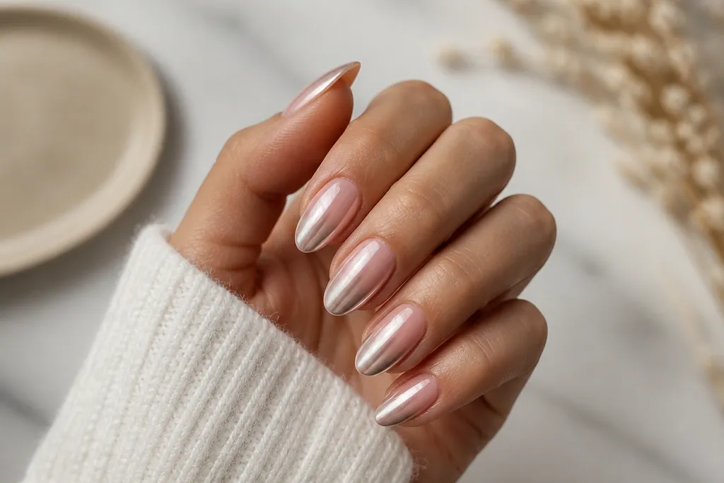 Removable Ombre Chrome Nails for Renters