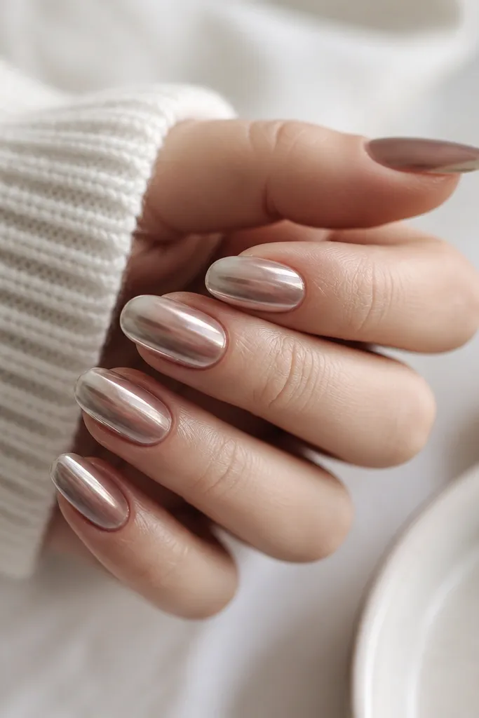 Removable Ombre Chrome Nails for Renters