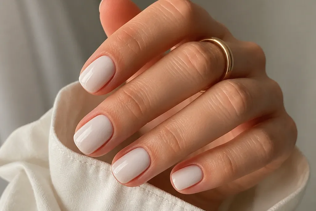 25 short milky white nails aesthetic
