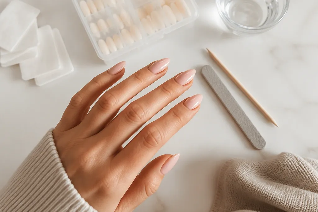 Short stiletto nails with storage-friendly prep