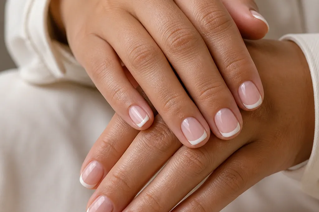 30 short white French tip nails for small spaces