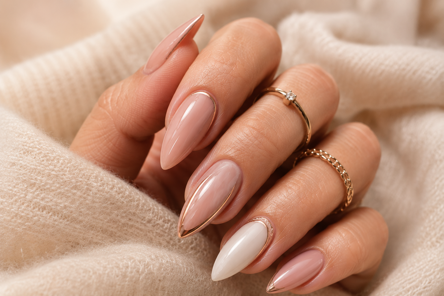 Simple short acrylic stiletto nails