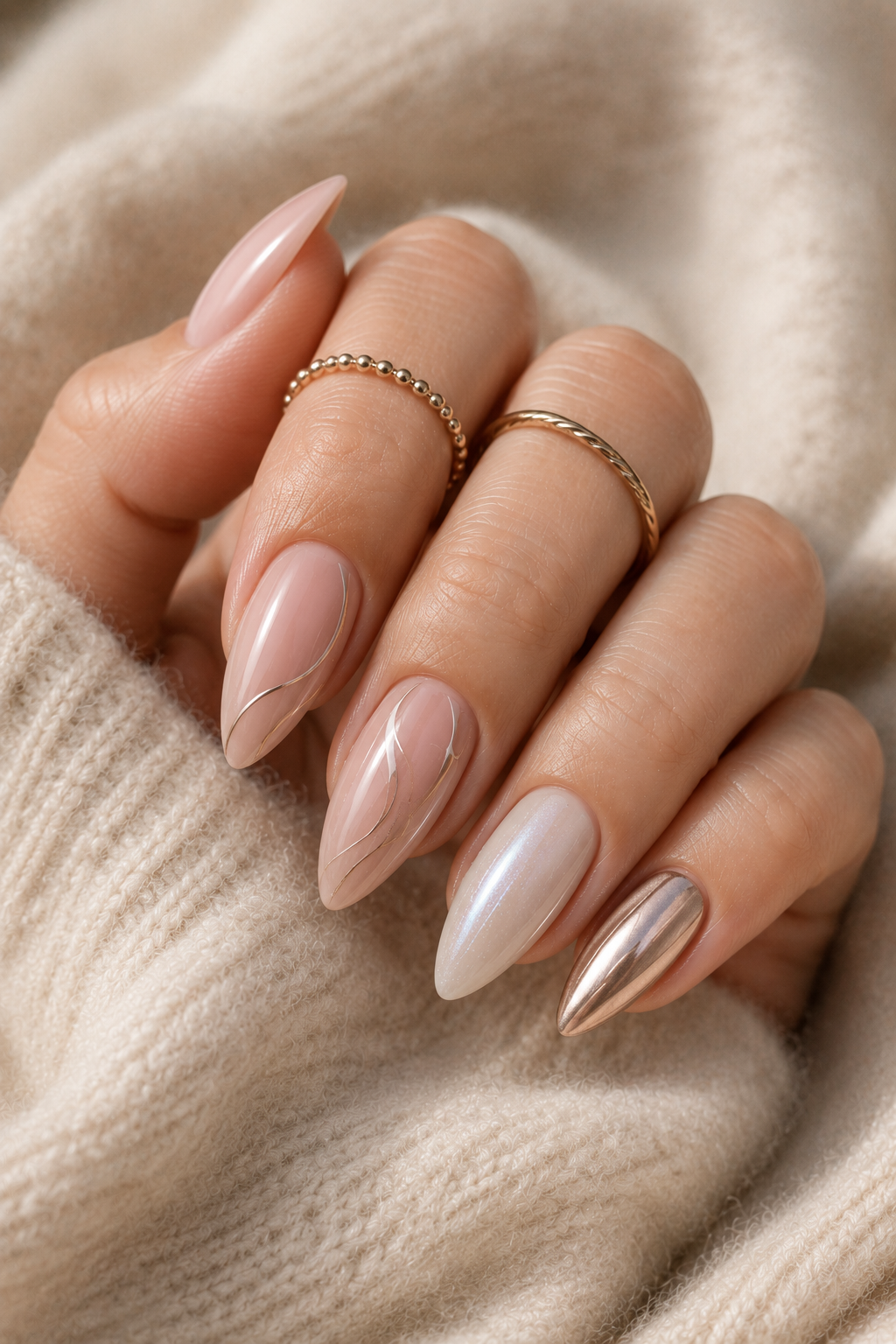 Simple short acrylic stiletto nails