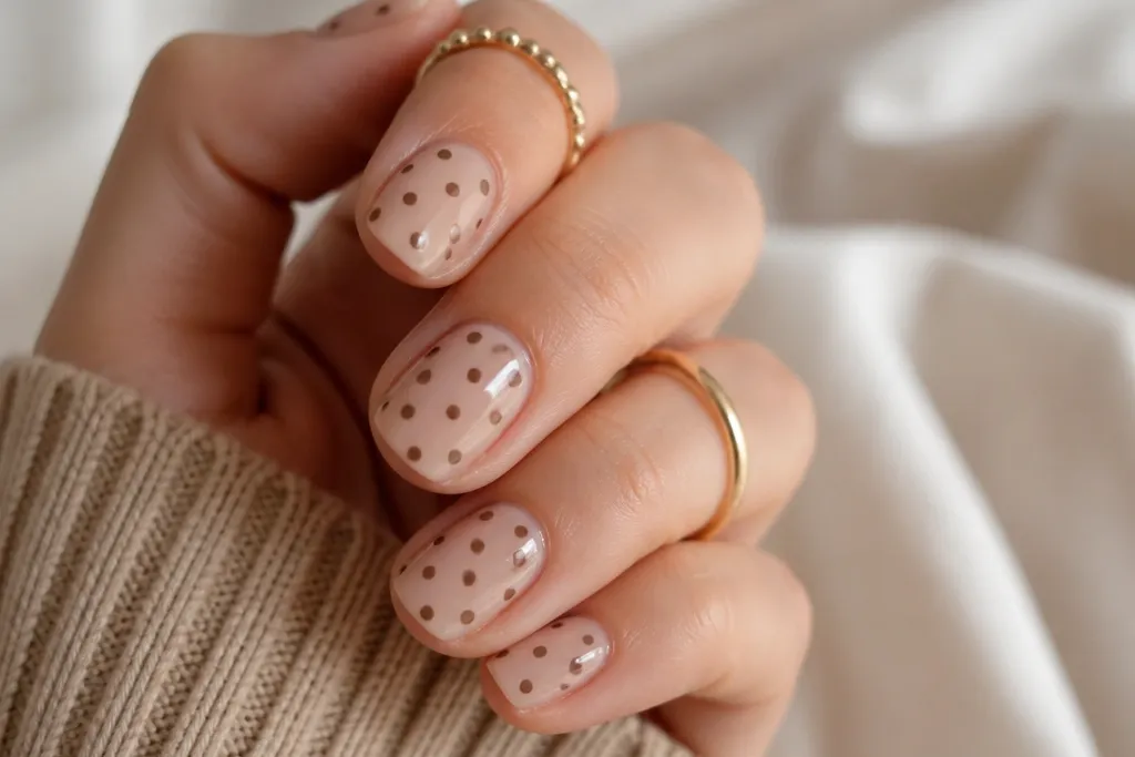 Small Space Brown Polka Dot Nails