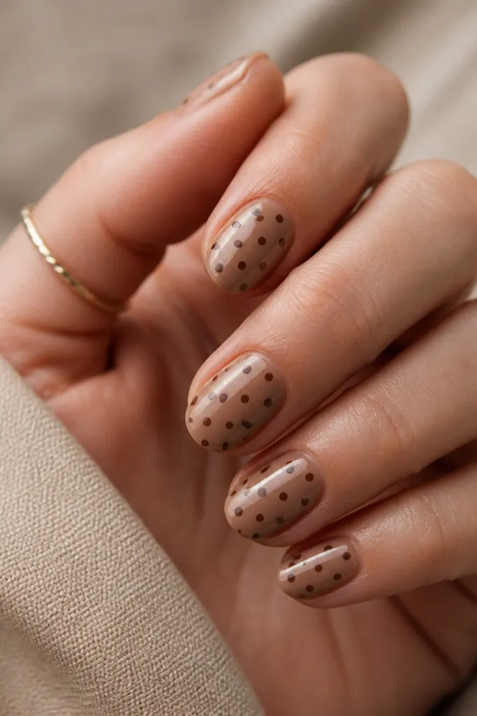 Small Space Brown Polka Dot Nails