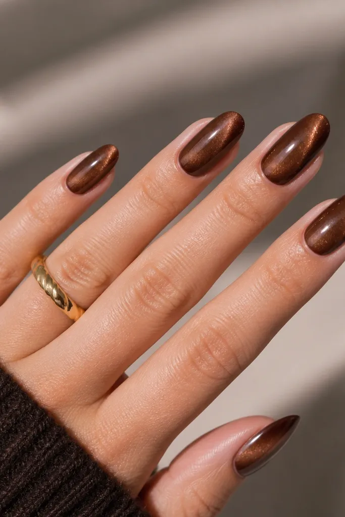 Year Round Brown Cat Eye Nails